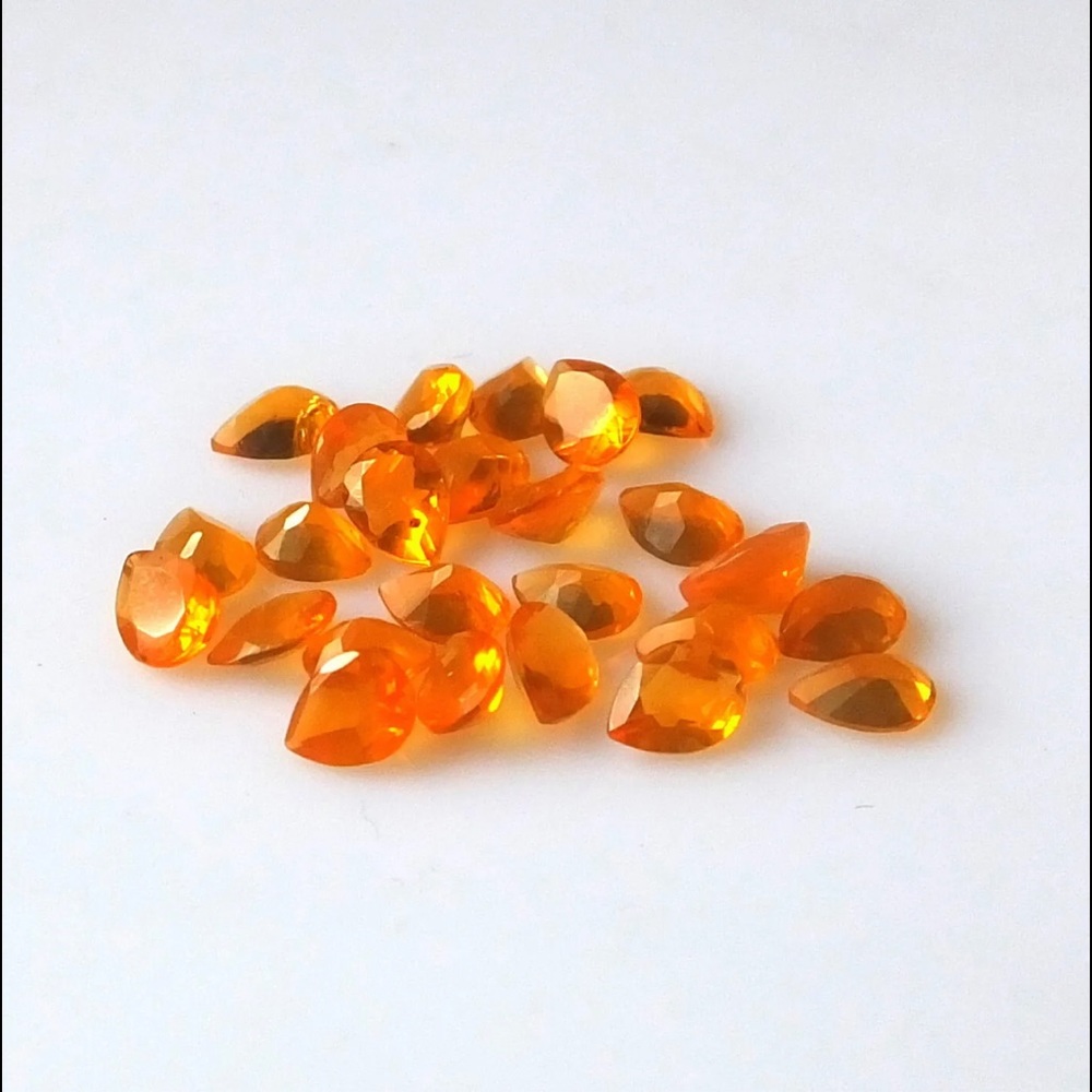 4X3 MM Pear Natural Faceted Mexican Fire Opal Calibrated Gemstone 25 Pieces Lot